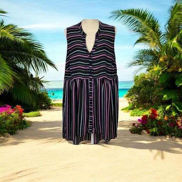 Torrid Stripe Georgette Tunic Tank Size 2X - Picture 1 of 10